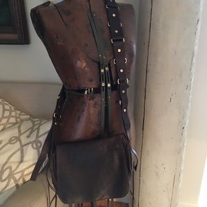 Celine crossbody chocolate brown handbag.